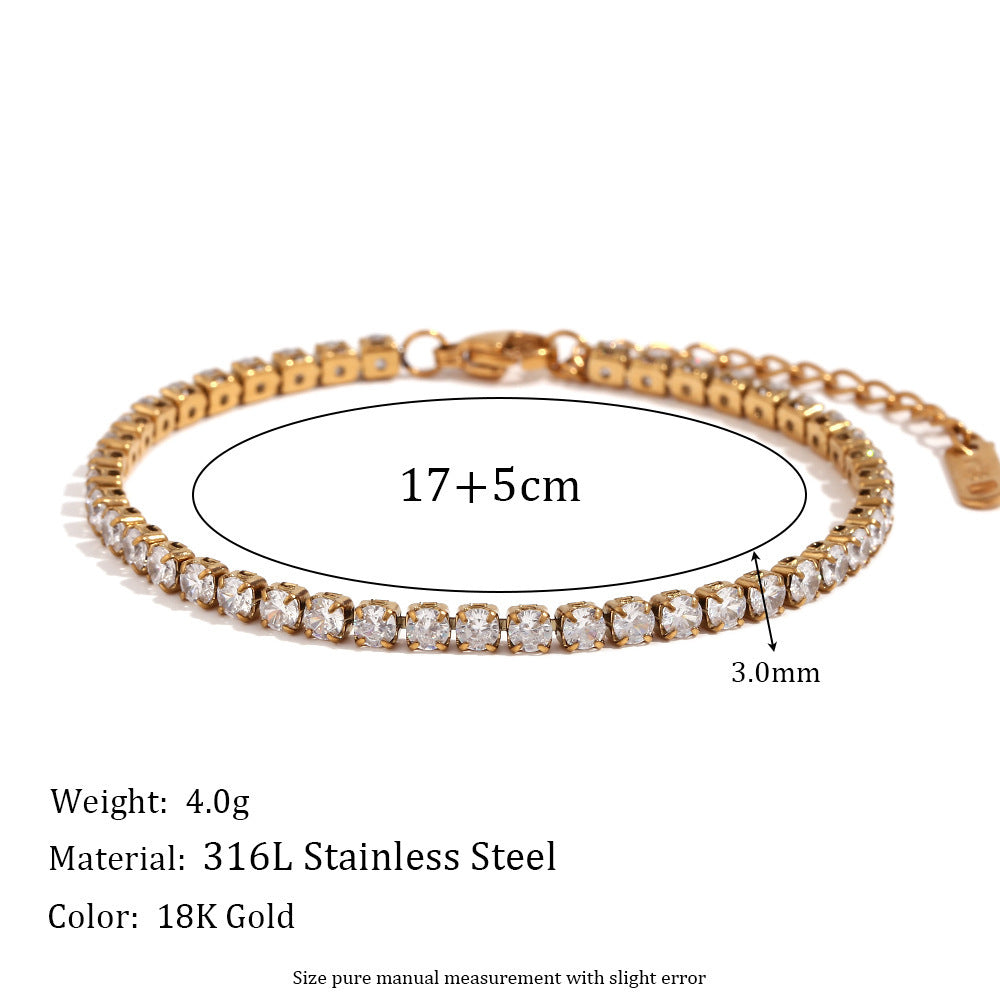 Stainless Steel 3mm Savi Tennis Bracelet