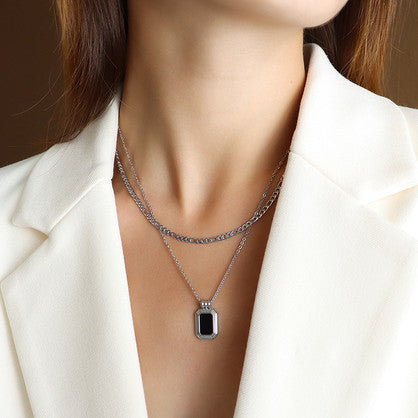 Black onyx shop necklace womens